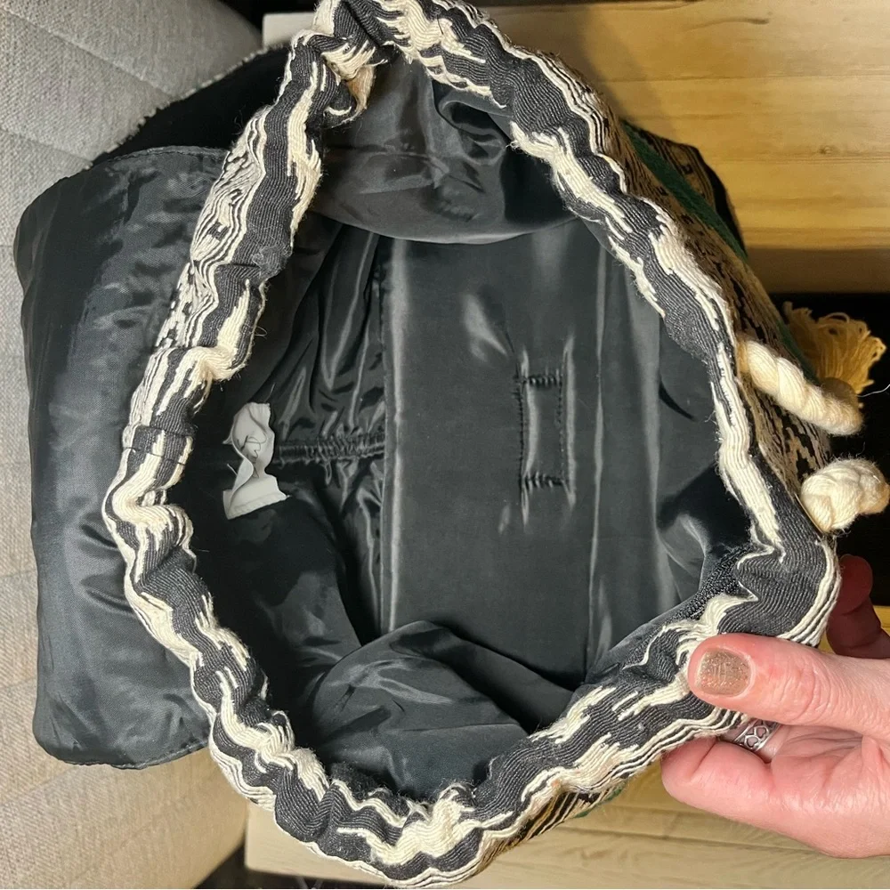 Patterned Black and Teal Camera Backpack